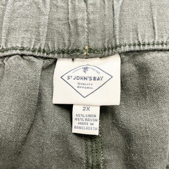 St. John's Bay Olive Cargo Jogger Pants‎ Womens 2X Linen Rayon Utility Casual - Picture 5 of 9